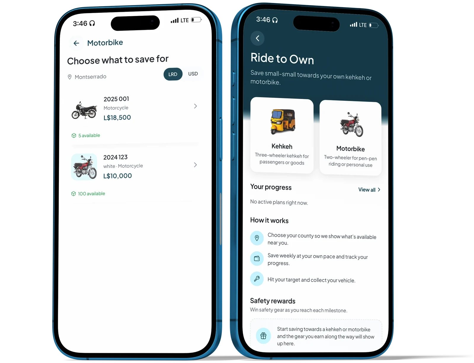 MySusu app showing the Ride to Own savings plan